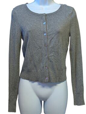 Express Women's Gray Button Up Cardigan Sweater 80% Rayon Long Sleeve Size Small